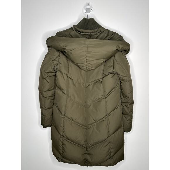 2010s Lauren Ralph Lauren Down Puffer Coat Shawl Collar Hood Olive Green Medium - Picture 11 of 14